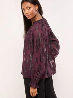 - Lurex Floral Burnout Blouse*Lipsy New
