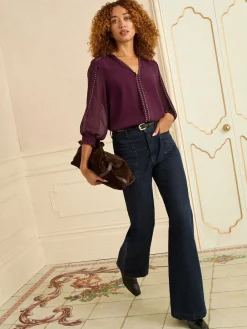 - blouse met V-hals en hardware met 3/4 mouwen*Love & Roses Online