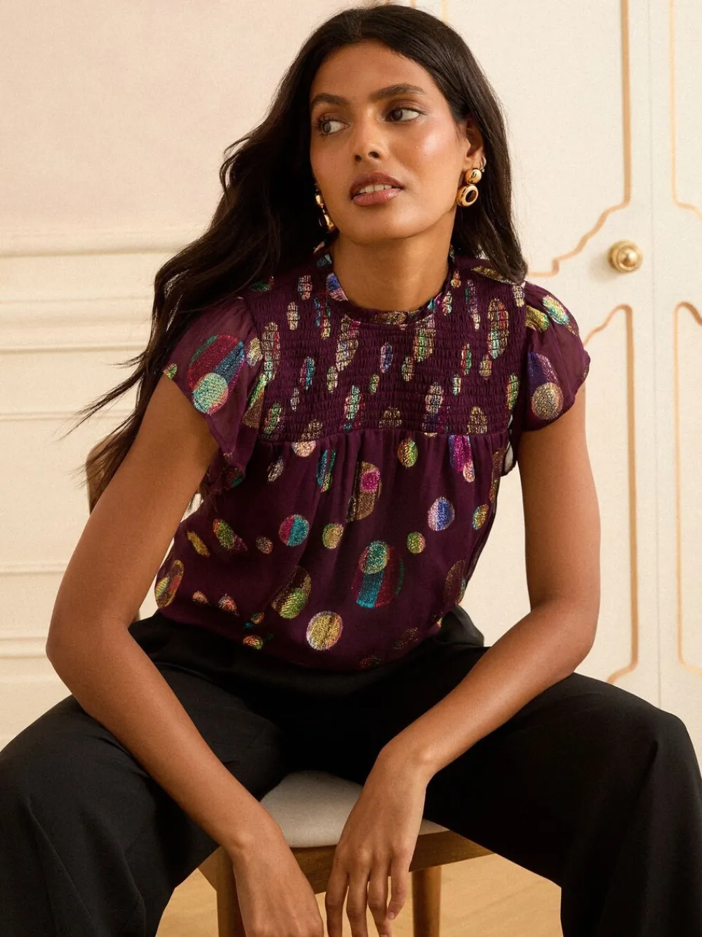 - - Metallic top met ronde hals*Love & Roses Online