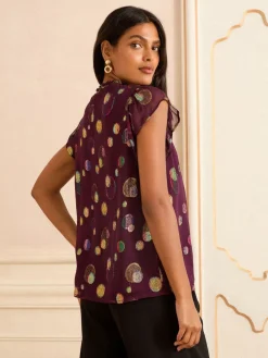 - - Metallic top met ronde hals*Love & Roses Online