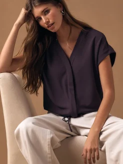 - V-Neck Short Sleeved Tie Waist Top*Next Clearance