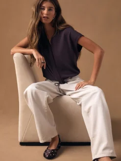 - V-Neck Short Sleeved Tie Waist Top*Next Clearance