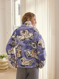Paarse Swan - Borg fleece met korte rits*Next Best