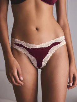 - High Shine & Lace Trim Brazilian Knickers 2 Pack*Next