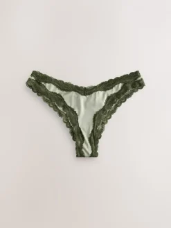 - High Shine & Lace Trim Brazilian Knickers 2 Pack*Next