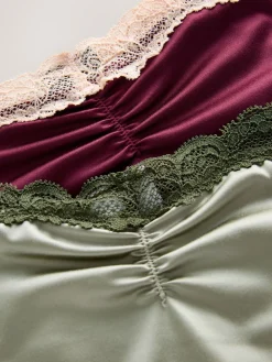 - High Shine & Lace Trim Brazilian Knickers 2 Pack*Next