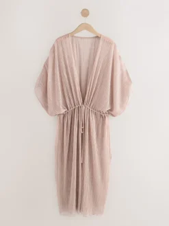 Pale Pink Plisse - Tie Waist Maxi Cover-Up*Next Outlet