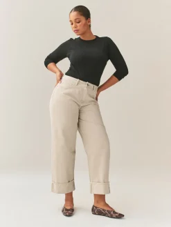 - Boyfriend Hourglass Wide Leg Mid Rise Turn Up Jeans*Next