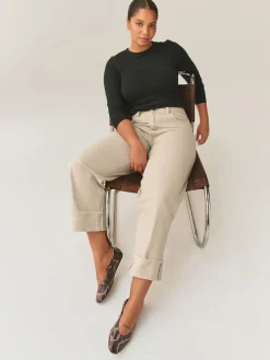 - Boyfriend Hourglass Wide Leg Mid Rise Turn Up Jeans*Next