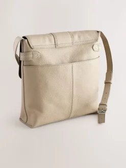 Pastelgeel - Leren messenger-tas met vak*Next Sale