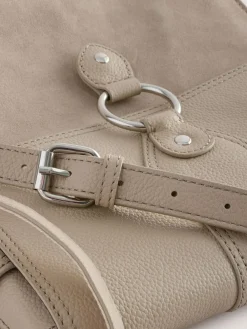 Pastelgeel - Leren messenger-tas met vak*Next Sale