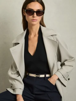 - - Leren Hayley riem met vierkant scharnier*Reiss Hot