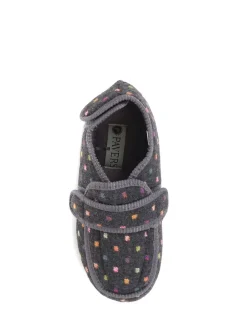 grijze pantoffels met klittenbandsluiting*Pavers Best