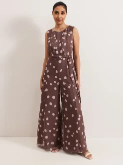 Maxine chiffon jumpsuit met stippen*Phase Eight