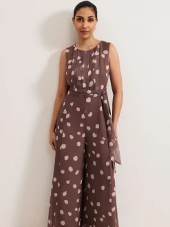 Maxine chiffon jumpsuit met stippen*Phase Eight