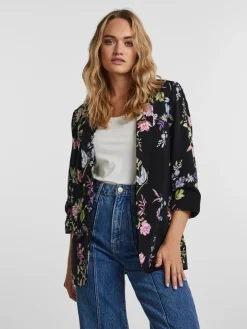 blazer met bloemen en ruches op de mouwen*PIECES Hot
