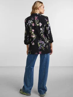 blazer met bloemen en ruches op de mouwen*PIECES Hot