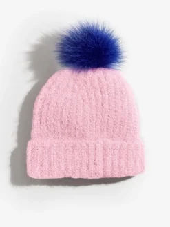 Pink and Blue Constrast - Cosy Pom Hat*Love & Roses Sale