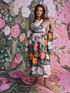 Pink Benjamin Macgregor Scene Print - Satin Dressing Gown*Next Outlet