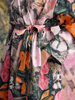 Pink Benjamin Macgregor Scene Print - Satin Dressing Gown*Next Outlet