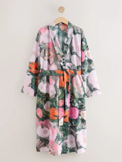 Pink Benjamin Macgregor Scene Print - Satin Dressing Gown*Next Outlet