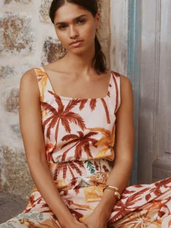 Pink Floral Patch Print - Square Neck Wide Leg Jersey Jumpsuit*Next New