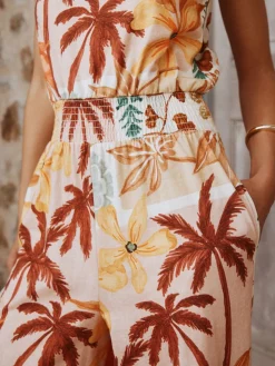 Pink Floral Patch Print - Square Neck Wide Leg Jersey Jumpsuit*Next New