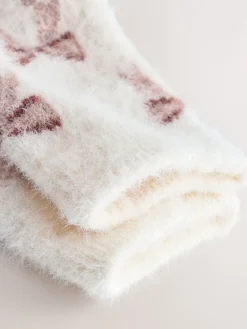 Pink Gingham/ Bows - 2 Paar superharige behaaglijke sokken*Next Clearance