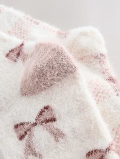 Pink Gingham/ Bows - 2 Paar superharige behaaglijke sokken*Next Clearance