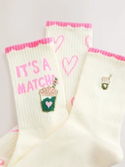 Pink Matcha - Set van 3 paar enkellange sportsokken met verzachte zool*Next Clearance