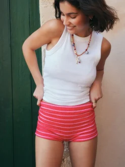 Pink/Red Stripe Crinkle - Swim Shorts Bikini Bottoms*Next Sale