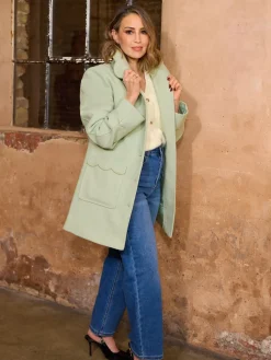 - Mid Length Scallop Trim Dolly Coat*Love & Roses Sale