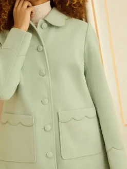 - Mid Length Scallop Trim Dolly Coat*Love & Roses Sale