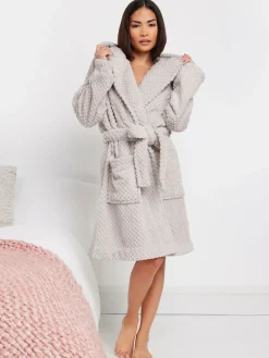 korte kamerjas met capuchon in honinggraatpatroon*PixieGirl Petite