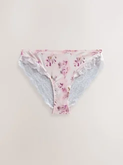 Plum Paars/Bloemenprint - Onderbroek met hoge pijpen 2 Pak*Next