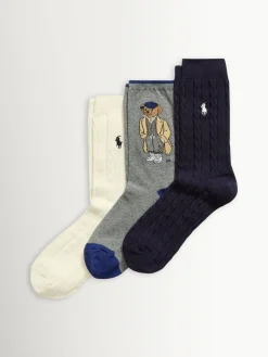Bear Crew Socks 3 Pack*Polo Ralph Lauren Clearance