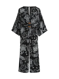 Geweven strandjumpsuit met kreukeltextuur en O-ring*Pour Moi Outlet
