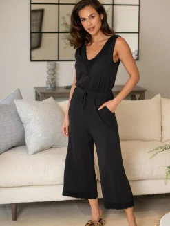 Sofa Loves Lace Hidden Support Cropped Wide Leg Jumpsuit*Pour Moi Outlet