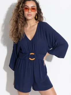 Strandoverall met O-ring en kreukeltextuur*Pour Moi Discount