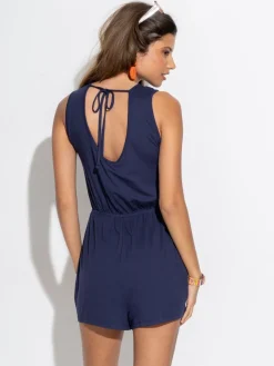 stretchy jersey playsuit met knoopsluiting aan de voorkant voor op het strand*Pour Moi Outlet