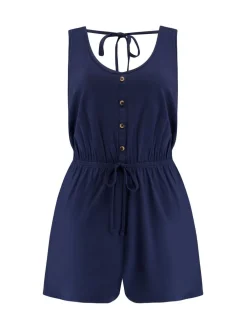 stretchy jersey playsuit met knoopsluiting aan de voorkant voor op het strand*Pour Moi Outlet
