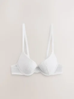 Praline huidskleur & wit - Set van 2 push-up beha's met lage decolleté en kant*Next Best