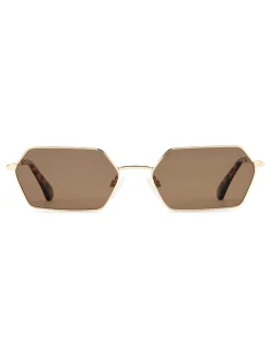 Rectangular Geometrical Sunglasses in Gold and Havana*Prive Revaux Best