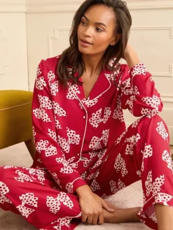 Red and White Bow Print - Button Down Pyjamas Set*Love & Roses New