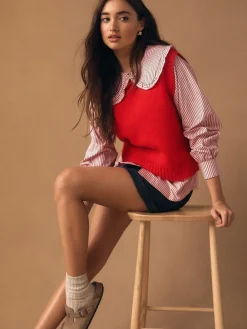 - Frill Collar Shirt Layer Knitted Tank*Next Online