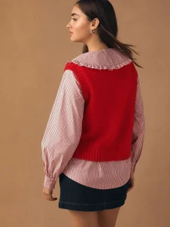 - Frill Collar Shirt Layer Knitted Tank*Next Online