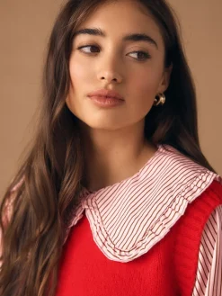 - Frill Collar Shirt Layer Knitted Tank*Next Online