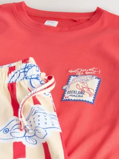 Red Stripe Fish - Tricot pyjama met korte mouwen*Next Hot