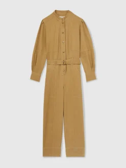 - Mina - Lyocell-katoenen jumpsuit met wijde pijpen*Reiss Best