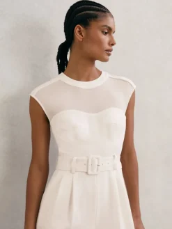 Alba Sheer-Panel Wide-Leg Belted Jumpsuit*Reiss Hot